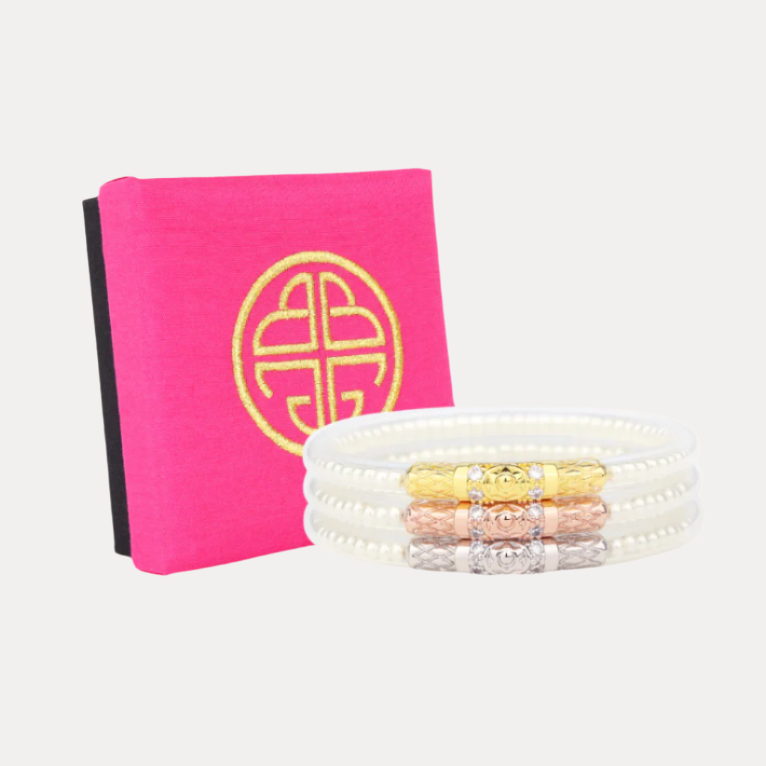 BuDhaGirl® White Pearl Bangles: Celebrate Mom with Timeless Elegance