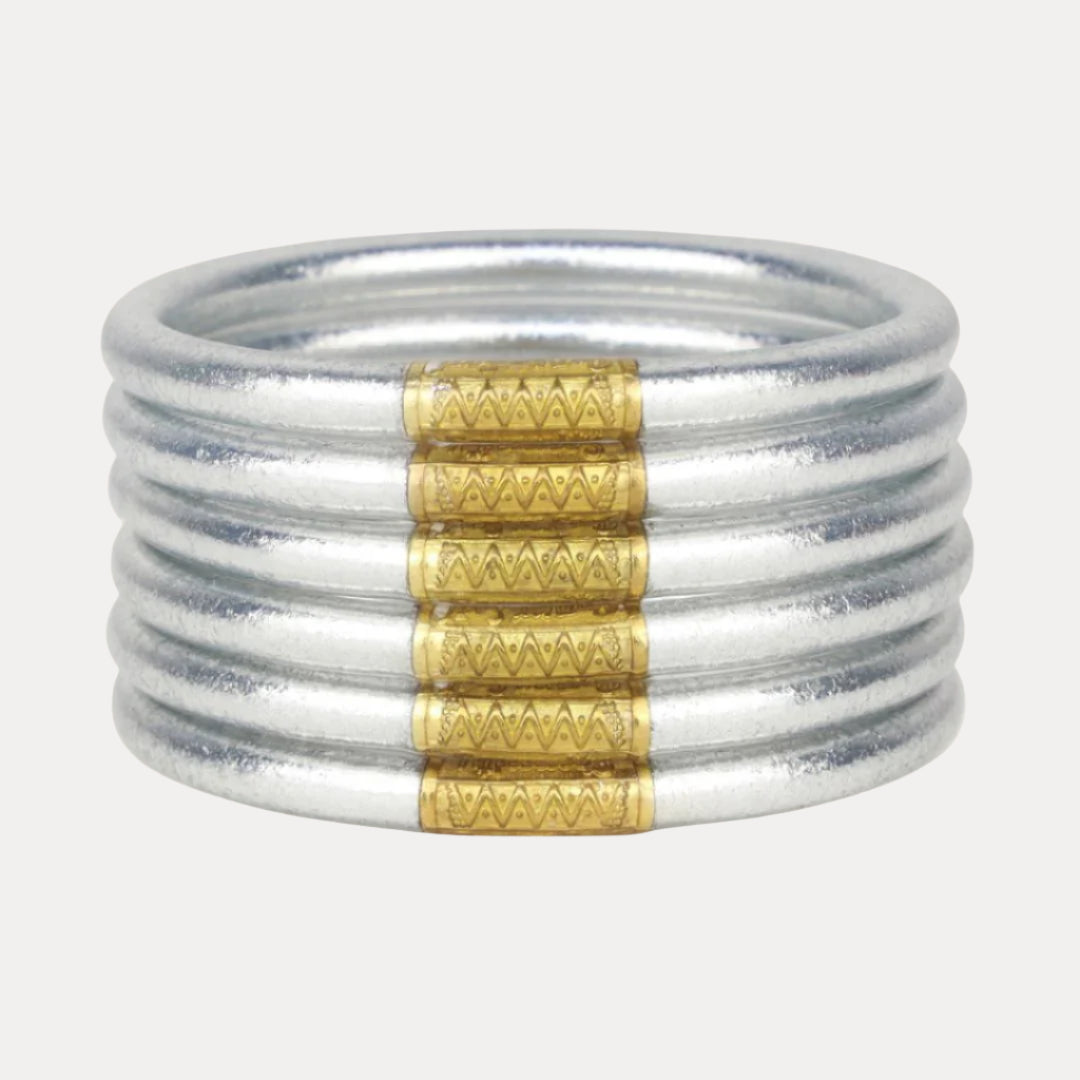 Pulseiras All Weather prateadas® (conjunto de 6) - Oração da Serenidade
